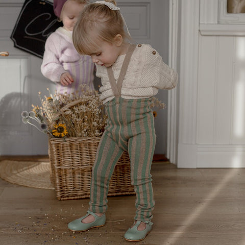 【ネコポス不可】DP-2 Silly Silas（シリーサイラス） Footless Classic Dreamy Pastels -Matcha×Peanut Striped-  ストライプ柄 フットレス　抹茶×ピーナッツ