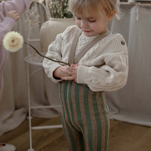 【ネコポス不可】DP-2 Silly Silas（シリーサイラス） Footless Classic Dreamy Pastels -Matcha×Peanut Striped-  ストライプ柄 フットレス　抹茶×ピーナッツ