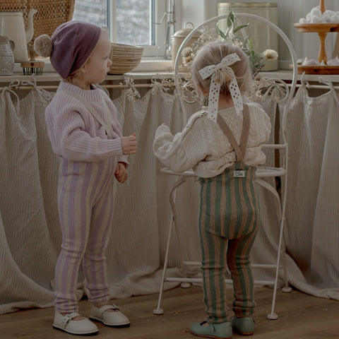 【ネコポス不可】DP-2 Silly Silas（シリーサイラス） Footless Classic Dreamy Pastels -Matcha×Peanut Striped-  ストライプ柄 フットレス　抹茶×ピーナッツ