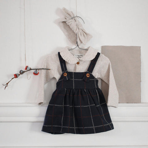 1 + in the family（ワンモア イン ザ ファミリー） 2025AW NINA -dark blue- overall skirt  オーバーオールスカート