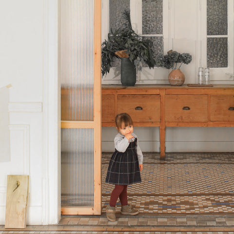 1 + in the family（ワンモア イン ザ ファミリー） 2025AW NINA -dark blue- overall skirt  オーバーオールスカート