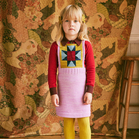 【D2】Misha&Puff（ミーシャアンドパフ）2024AW Nova Quilt Pinafore - Pink Lilac- ピナフォア、エプロンドレス