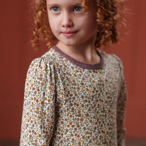 Little Cotton Clothes（リトルコットンクローズ）2025AW Organic Pointelle T-shirt Prairie Floral　オーガニックTシャツ