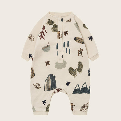 【ネコポス送料無料】organic zoo（オーガニックズー）2025AW Cosy Wild Onesie Undyed  長カバーオール、袖ロンパース