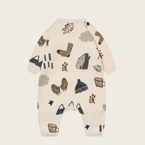 【ネコポス送料無料】organic zoo（オーガニックズー）2025AW Cosy Wild Onesie Undyed  長カバーオール、袖ロンパース