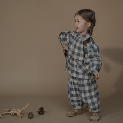 【D1】organic zoo（オーガニックズー）2026AW Fog Blue Gingham Lodge Shirt 長袖シャツ、ブラウス.