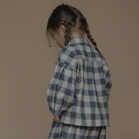 【D1】organic zoo（オーガニックズー）2026AW Fog Blue Gingham Lodge Shirt 長袖シャツ、ブラウス.