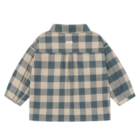 【D1】organic zoo（オーガニックズー）2026AW Fog Blue Gingham Lodge Shirt 長袖シャツ、ブラウス.