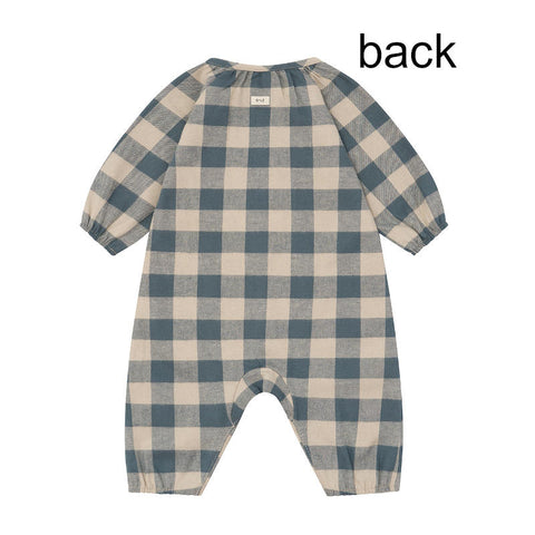 【D1】organic zoo（オーガニックズー）2026AW Fog Blue Gingham  Onesie ロンパース、ボディスーツ