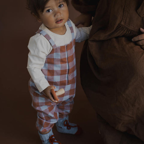 【D1】organic zoo（オーガニックズー）2026AW Maple Gingham Salopettes 6-12M サロペット