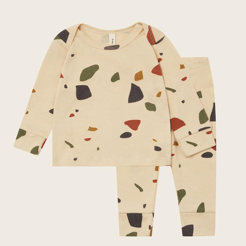 【ネコポス送料無料】organic zoo（オーガニックズー）2025AW Terrazzo Base Layer Set　リブトップス＆レギンス、セットアップ