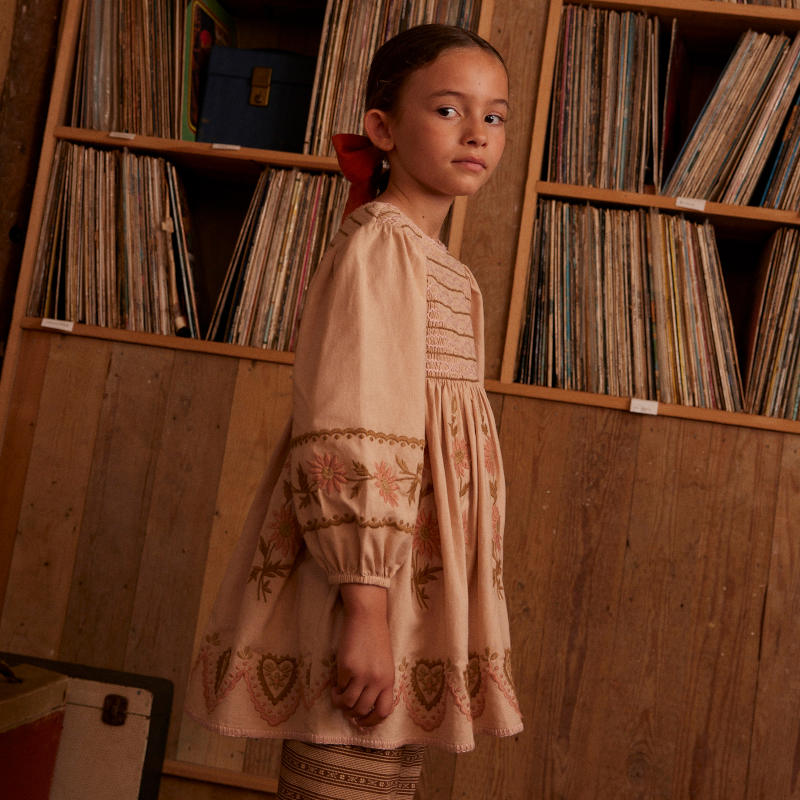 apolina Penny Smock Dress - Pink Beige5-7