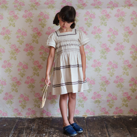 Little Cotton Clothes 2024AW Button Pointelle Tee - Marsala Buttoned pointelle long sleeve T-shirt