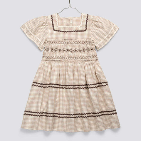 Little Cotton Clothes 2024AW Button Pointelle Tee - Marsala Buttoned pointelle long sleeve T-shirt