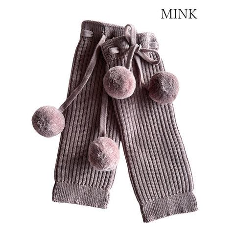 【50%OFFセール】Mabli Knitwear（マブリ） 2023AW POM-POM LEG WARMERS ALMOND,PECAN,MINK ポンポン付きレッグウォーマー