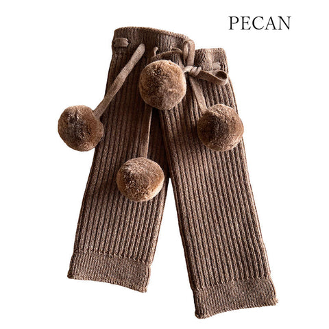 MABLI 2023AW POM-POM LEG WARMERS ALMOND, PECAN, MINK Leg warmers with pom-poms