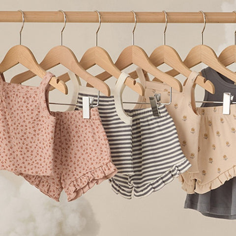 【D3】Quincy Mae（クインシーメイ）2026SS　EVIE TANK + SHORTIE SET -OCEAN STRIPE- ストライプ柄トップス+ショートパンツセット