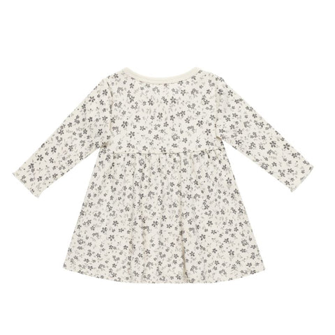 【D2】Quincy Mae（クインシーメイ）2024AW LONG SLEEVE BABY DRESS　BLUE FLORAL  花柄ベビーワンピース