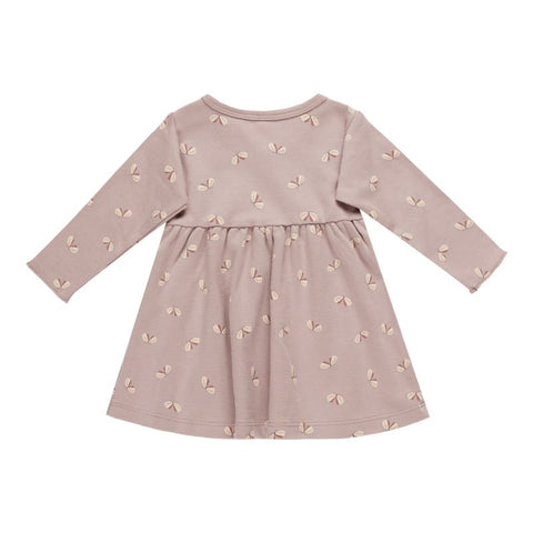 【D2】Quincy Mae（クインシーメイ）2024AW LONG SLEEVE BABY DRESS　BUTTERFLIES  蝶柄ベビーワンピース.