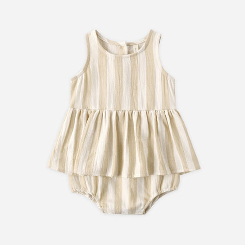 【D1】Quincy Mae（クインシーメイ）2026SS　SKIRTED TANK ROMPER  - SUMMER STRIPE-  　スカート付きタンクトップロンパース