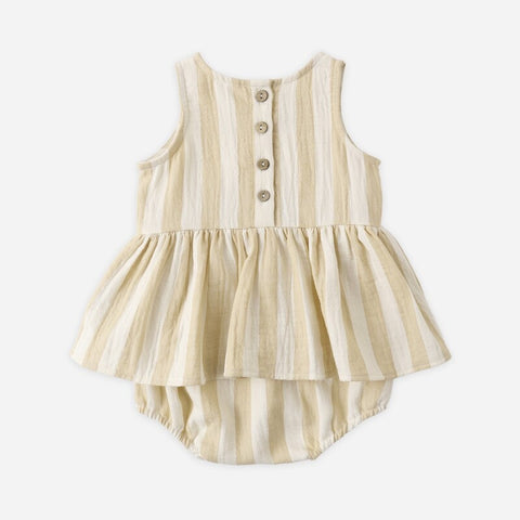 【D1】Quincy Mae（クインシーメイ）2026SS　SKIRTED TANK ROMPER  - SUMMER STRIPE-  　スカート付きタンクトップロンパース