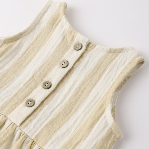 【D1】Quincy Mae（クインシーメイ）2026SS　SKIRTED TANK ROMPER  - SUMMER STRIPE-  　スカート付きタンクトップロンパース