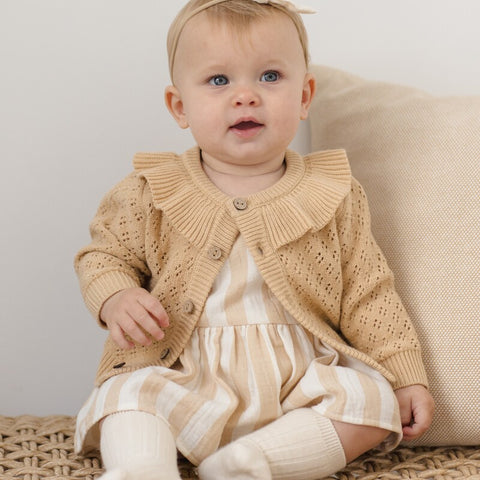 【D1】Quincy Mae（クインシーメイ）2026SS　SKIRTED TANK ROMPER  - SUMMER STRIPE-  　スカート付きタンクトップロンパース