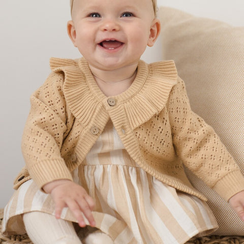 【D1】Quincy Mae（クインシーメイ）2026SS　SKIRTED TANK ROMPER  - SUMMER STRIPE-  　スカート付きタンクトップロンパース