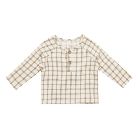 【D2】Quincy Mae（クインシーメイ）2024AW　ZION SHIRT CINNAMON PLAID  チェック柄長袖シャツ