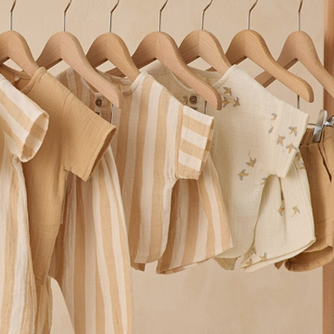 【D1】Quincy Mae（クインシーメイ）2026SS　WOVEN BOXY TOP + SHORT SET   -SUMMER STRIPE-  ストライプ柄トップス+ショートパンツセット