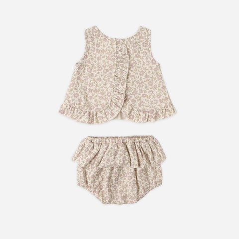 【D1】Quincy Mae（クインシーメイ）2026SS　RUFFLED TULIP TOP + BLOOMER SET  -DAHLIA-  トップス+ブルマセット