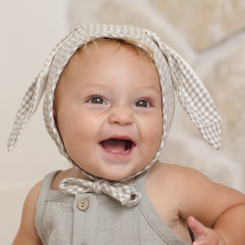 D1】Quincy Mae（クインシーメイ）2026SS BUNNY BONNET -SAGE GINGHAM