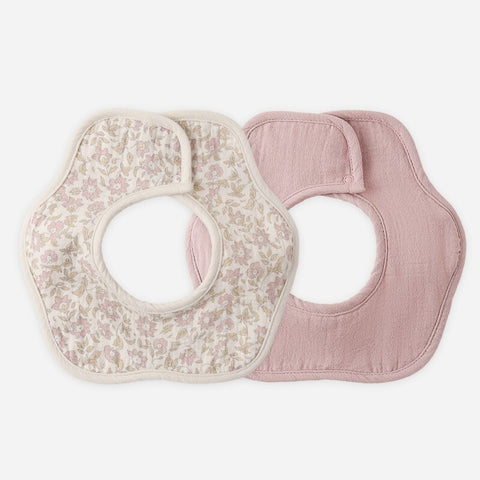 【D1】Quincy Mae（クインシーメイ）2026SS  FLOWER BIB PACK  -DAHLIA, MAUVE-  フラワービブ、スタイ2枚セット