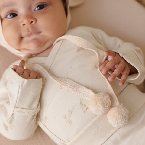 【D1】Quincy Mae（クインシーメイ）2026SS   BUNNY KNIT BONNET    -ECRU-  うさぎ耳ボンネット、ベビーニット帽