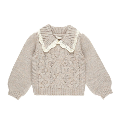 【D2】Rylee & Cru （ライリーアンドクルー）2024AW ALICE SWEATER  HEATHERED SAND　襟付きセーター