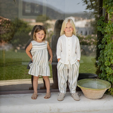 1 + in the family（ワンモア イン ザ ファミリー） 2026SS  REGENCOS -beige- ストライプ柄パンツ