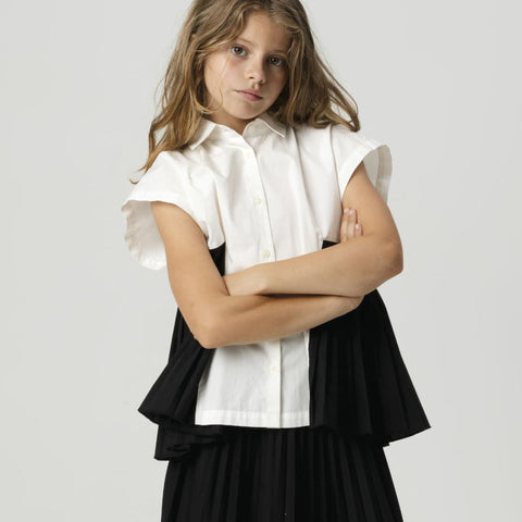 WOLF&RITA（ウルフアンドリタ） 2026SS ROSA BLOUSE -ash- プリーツ使いバイカラーブラウス