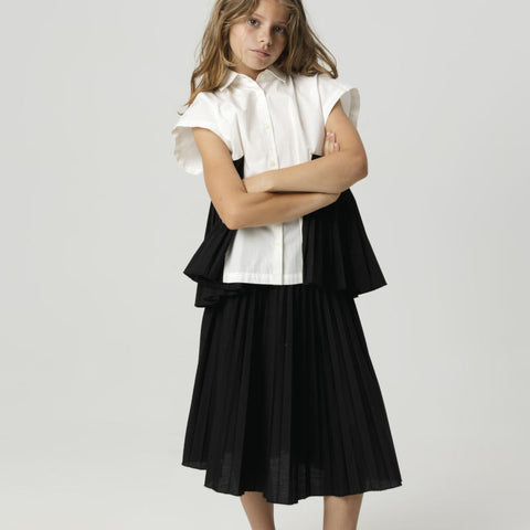 WOLF&RITA（ウルフアンドリタ） 2026SS ROSA BLOUSE -ash- プリーツ使いバイカラーブラウス