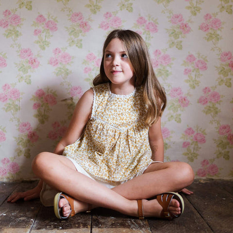 Little Cotton Clothes 2024AW Button Pointelle Tee - Marsala Buttoned pointelle long sleeve T-shirt