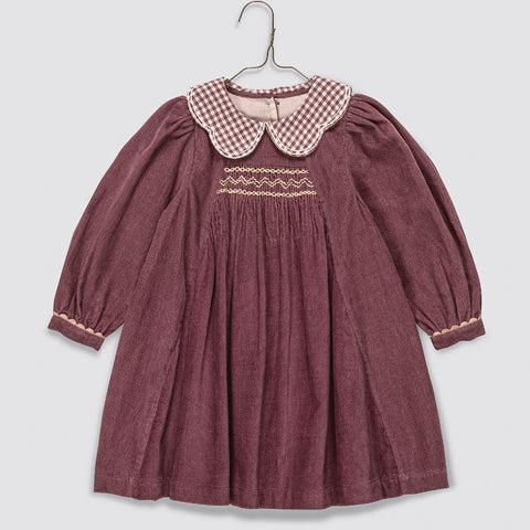 Little Cotton Clothes（リトルコットンクローズ）2026AW Velvet Ruby Dress in Sugarplum ワンピース、キッズドレス