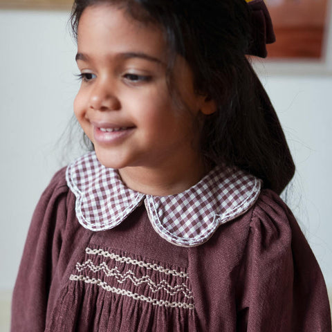 Little Cotton Clothes（リトルコットンクローズ）2026AW Velvet Ruby Dress in Sugarplum ワンピース、キッズドレス