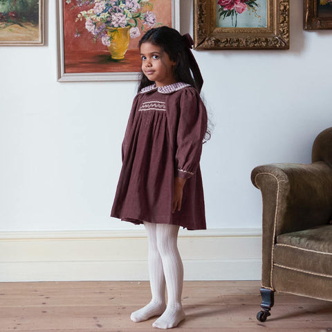 Little Cotton Clothes（リトルコットンクローズ）2026AW Velvet Ruby Dress in Sugarplum ワンピース、キッズドレス