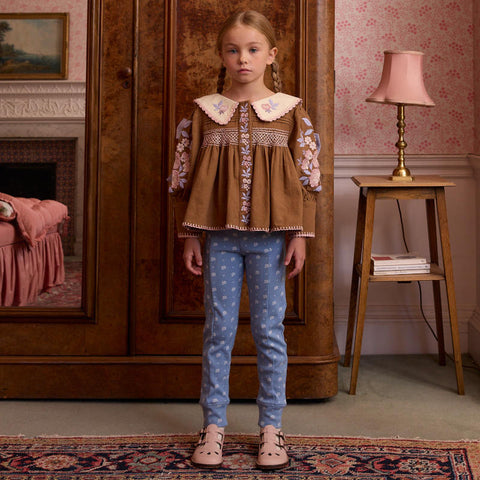 Apolina（アポリナ）2026AW SANDY SLIM JERSEY PANT - MOUNTAIN CALICO BLUE -　キッズパンツ