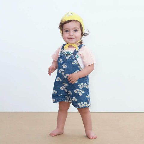 【drop1】TINYCOTTONS / タイニーコットンズ 2026SS BLOSSOMS DENIM SHORT DUNGAREE デニムショート、ベビーオーバーオール