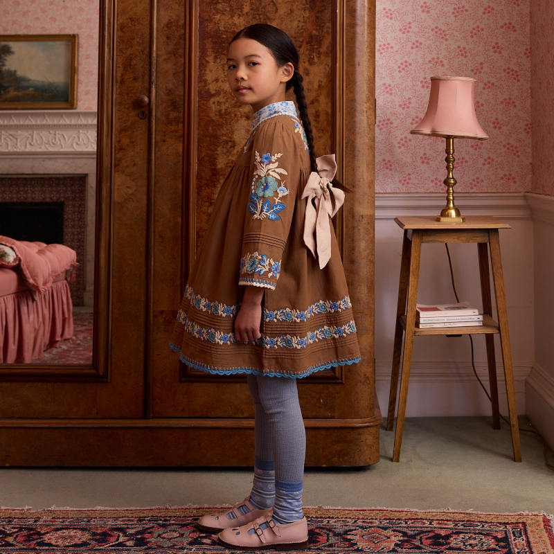 Apolina（アポリナ）2026AW STEVIE LS DRESS - CHOCOLATE - キッズ