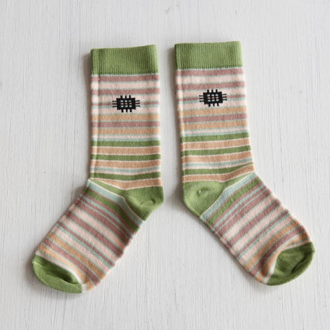 【drop2】【3/13まで送料無料】MABLI（マブリ） 2025SS SOLVA SHORT SOCKS -meadow stripe-  ショートソックス、クルーソックス