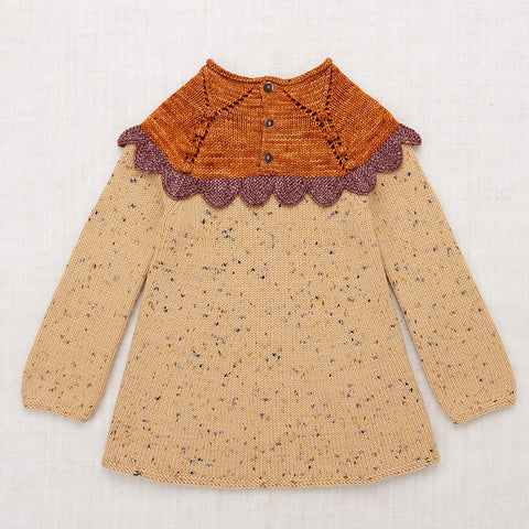 ・【W-d1】Misha&Puff（ミーシャアンドパフ）2024AW Scallop Yoke Tunic Dress -Camel Confetti- スカラップチュニックドレス