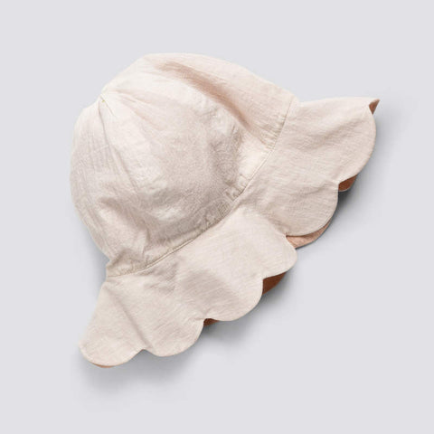 【drop2】Little Cotton Clothes（リトルコットンクローズ）2026SS Scalloped Hat Shell/Powder リバーシブルバケットハット、日よけ帽子