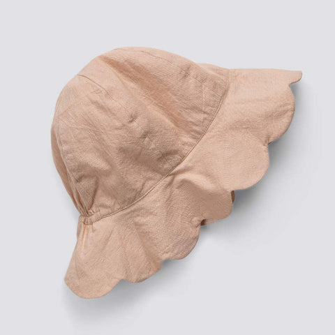 【drop2】Little Cotton Clothes（リトルコットンクローズ）2026SS Scalloped Hat Shell/Powder リバーシブルバケットハット、日よけ帽子