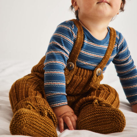 【D1】Misha&Puff（ミーシャアンドパフ）2026aw Baby Rib Longies - Nutmeg - ベビーリブ編みオーバーオール